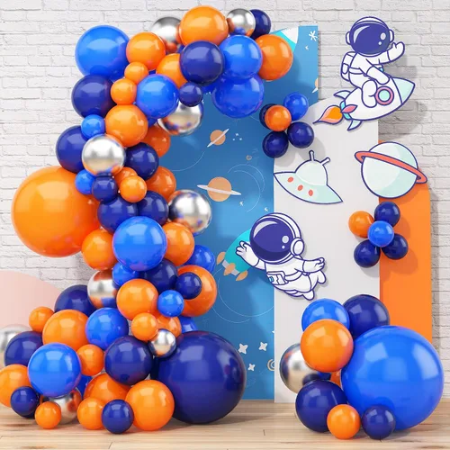 Vista 10 de Kit de arco de globos azules y verdes, kit de arco de guirnalda de globos azul marino y verde oscuro con globos de papel de aluminio de estrella 4D