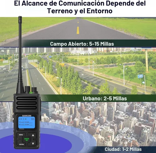 Vista 4 de SAMCOM Walkie Talkies Radios recargables de dos vías de largo alcance con auriculares, radios de 2 vías SAMCOM UHF transceptor portátil Walky Talky