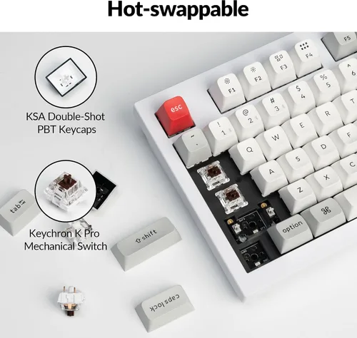 Vista 4 de Keychron Q5 Pro QMK/VIA Teclado mecánico inalámbrico personalizado, diseño de aluminio completo del 96% con perilla programable, diseño de doble