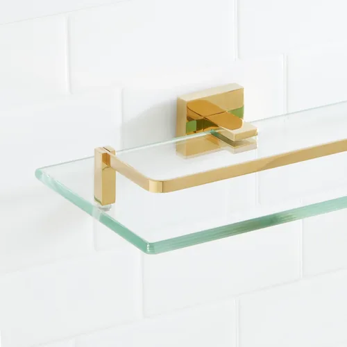 Vista 7 de Signature Hardware 295796 Albury Estante de baño de vidrio de 19-5/8