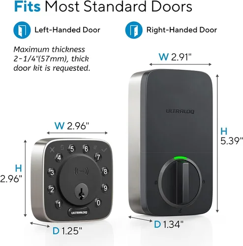 Vista 2 de ULTRALOQ Cerradura Inteligente de Puerta NFC Upgrade Bolt 2025, Cerrojo WiFi Integrado 6-en-1 Teclado de Entrada sin Llave y Sensor de Puerta