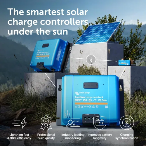 Vista 2 de Victron Energy SmartSolar MPPT Tr VE. Puede 150 V 85 amperios 12/24/36/48 voltios controlador de carga solar (Bluetooth)