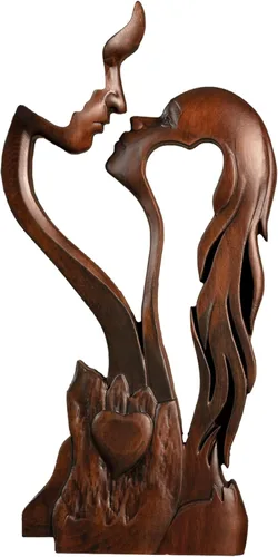 Vista 10 de BGCOPPER Estatua de madera para pareja, esculturas abstractas de pareja para decoración del hogar, regalo de mujer para aniversario, boda