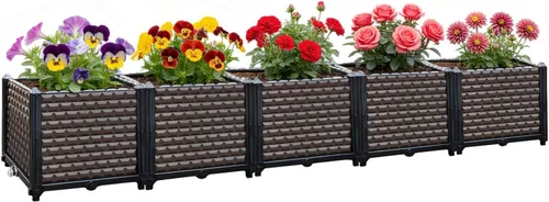 Vista 15 de [Usado] Macetas grandes para plantas al aire libre, maceta de 14 pulgadas de alto, camas elevadas para jardinería, riego automático, maceta elevada