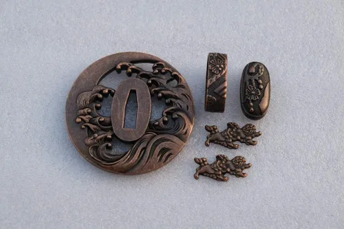 Vista 46 de Espada samurái japonesa KOSHIRAE – TSUBA FUCHI KASHIRA MENUKI 68-100