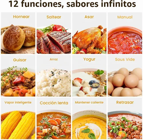 Vista 7 de Sunvivi Olla de cocción lenta programable de 8 cuartos de galón, calentador de alimentos multicocción 12 en 1 con temporizador digital, control