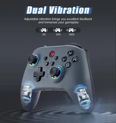 Vista 5 de Switch controller, Wireless Switch Pro Controller with No-Dead Zone for Switch Switch LiteSwitch OLED, 8 Colors LED Switch Gamepad with ALPS