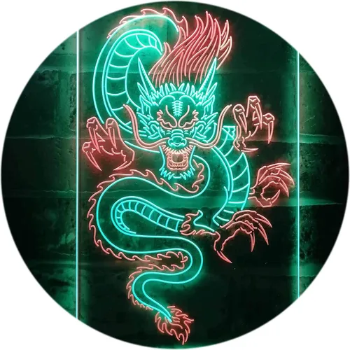 Vista 12 de Cartel de neón ADVPRO LED con dragón chino, letrero de neón LED de color dual st6-i3225