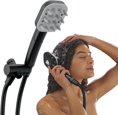 Vista 9 de Cabeza de ducha manual Delta VersaCurl para desenredar el cabello rizado con 3 insertos de cepillo para definir rizos incluidos, ducha de mano