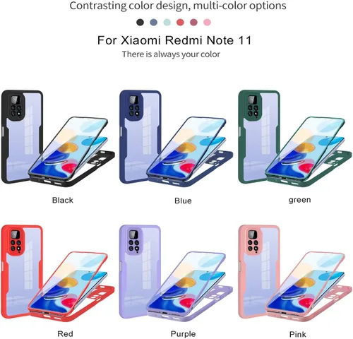 Vista 7 de CCSamll - Funda transparente para Xiaomi Redmi Note 11 Pro/11 Pro + con protector de pantalla integrado, delgada, de cuerpo completo, resistente