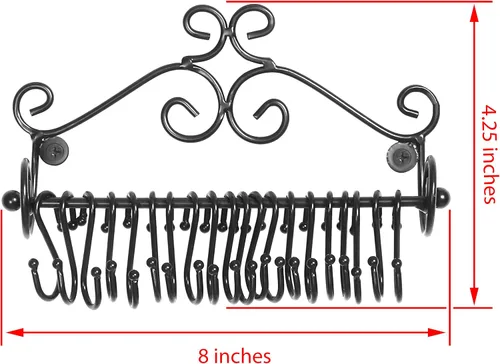 Vista 5 de Estante Montado en la pared diseño de espirales de metal negros de almacenamiento de cosméticos c/20 Collares para colgar – MyGift