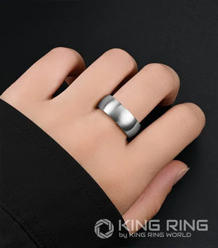 Vista 4 de King Ring Anillo básico de 0.315in Anillo para hombre con acabado mate superpulido, ajuste cómodo, anillo de boda clásico para hombre, anillo