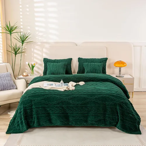 Vista 5 de YUSOKI - Fundas de almohada de pelo de sherpa con diseño elegante 3D, juego de 2 - Fundas de almohada decorativas suaves y acogedoras para sofá