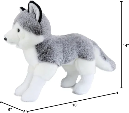 Vista 7 de Ice King Bear Peluche realista de Husky siberiano, juguete de peluche, 14 pulgadas de largo, de pie