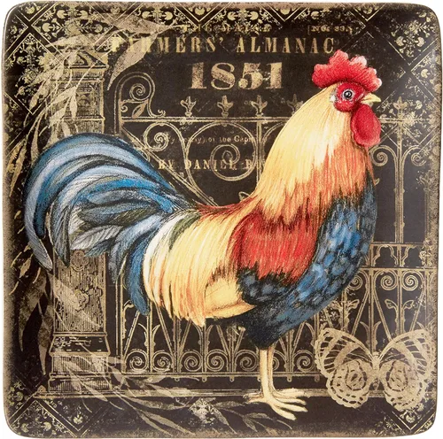 Vista 3 de Certified International Juego de vajilla Gilded Rooster de 16 piezas, servicio para 4