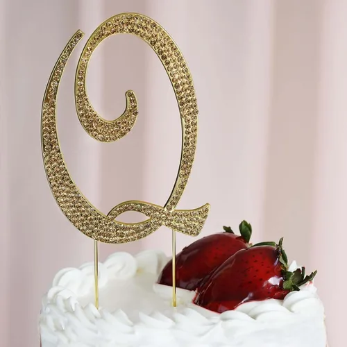 Vista 8 de Efavormart - Decoración para tartas de 4.5 pulgadas de alto con diamantes de imitación dorados brillantes para bodas, fiestas de cumpleaños, eventos