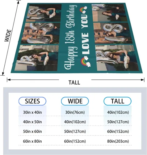 Vista 4 de Mantas personalizadas con fotos, mantas de cumpleaños personalizadas, regalos para adultos, niños, niñas, manta de collage de fotos personalizada