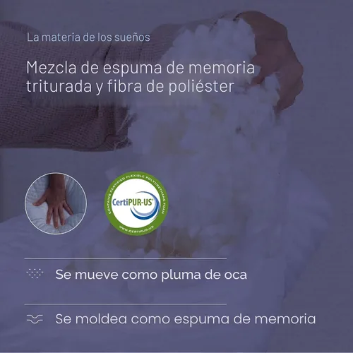 Vista 3 de DreamyBlue Almohada Luna • Loft ajustable, funda de lujo, espuma viscoelástica triturada • para dormir de espalda, de lado y de combinación •