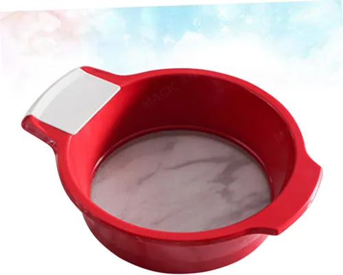 Vista 5 de BESTonZON Colador de metal para repostería, harina de malla de malla de acero inoxidable, tamiz para hornear, tamiz rojo para hornear, tamiz