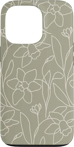 Vista 10 de Poppy Flower Line Art Modern Leaves Boho Artichoke Green Case for iPhone 17