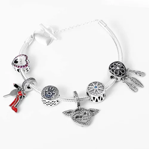 Vista 7 de KUNSIR Pulsera de cadena de serpiente de plata esterlina 925 para pulseras europeas Pandora abalorios Plata de ley