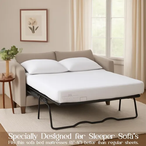 Vista 3 de Sleeper Sofa Juego de sábanas de 4 piezas de alta calidad, 100% algodón de 500 hilos, tejido de satén liso y súper suave, sábanas extrasuaves, sin