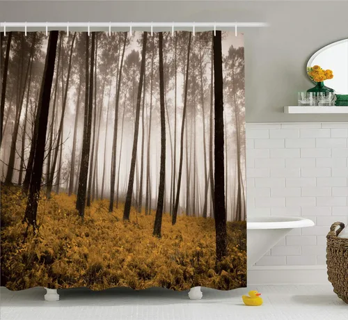 Vista 38 de Ambesonne Decor Collection cortina para regadera de baño de poliéster