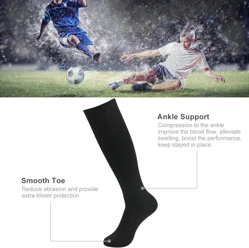 Vista 3 de Three street Calcetines de fútbol para béisbol, sóftbol, unisex hasta la rodilla, calcetines de compresión de tubo deportivo, 2-10 pares