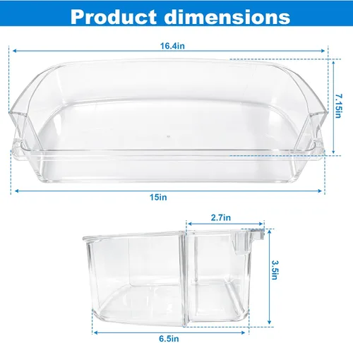 Vista 2 de Contenedor de puerta de 2 galones WPW10710203 para Whirlpool Kenmore Refrigerador Reemplazar W10710203 W10451871 W10463668 W10710203 WPW10710203VP