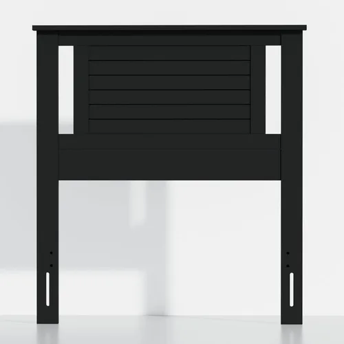 Vista 3 de ComfIQ Serene - Cabecero de panel de madera maciza con puntuación horizontal, tamaño individual, negro, fácil montaje, materiales de calidad