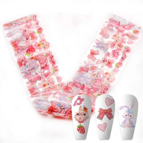 Vista 5 de 10 rollos de calcomanías de transferencia de flores, hojas de lámina de uñas con patrón de pintura de tinta de bambú para decoraciones y suministros