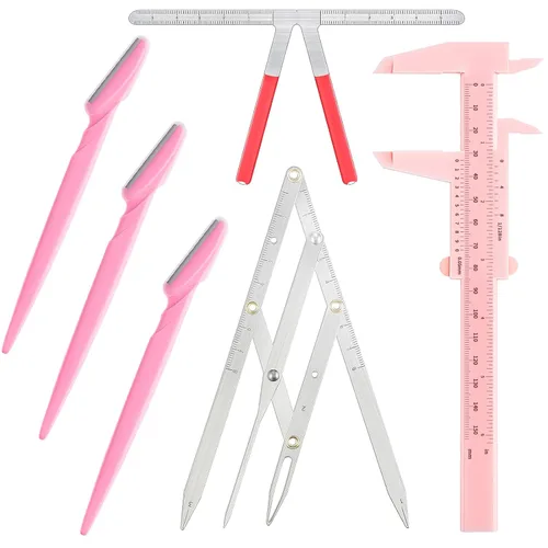 Vista 8 de Weewooday 6 Piezas Reglas de Cejas para Tatuaje Regla de Posicionamiento de 3 Puntos Mini Calibrador Calibradores Vernier de Doble Escala Calibrador