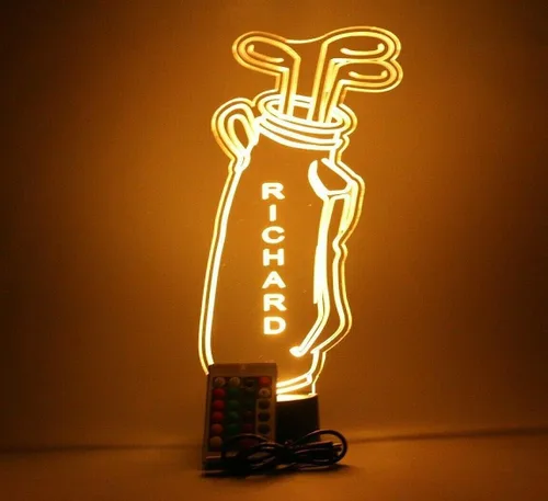 Vista 8 de Bolsa de golf y discotecas con luz nocturna para mesa, lámpara de escritorio LED para jugador de golfista en un juego, nombre personalizado, regalo