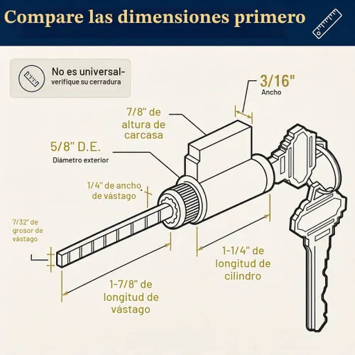 Vista 6 de Prime-Line E 2103 Cerradura de cilindro, 1-1/4 pulgadas, llaves en forma de Schlage (paquete individual)