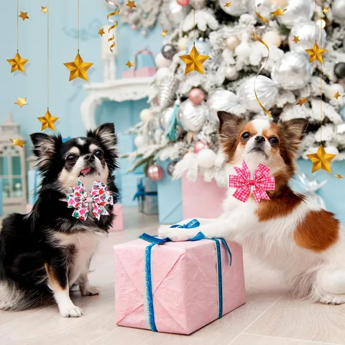 Vista 5 de Talltalk 40 unidades de collares de San Valentín para perros, corbatín rosa ajustable para gatos, corbatín de mariposa para mascotas, corbatín