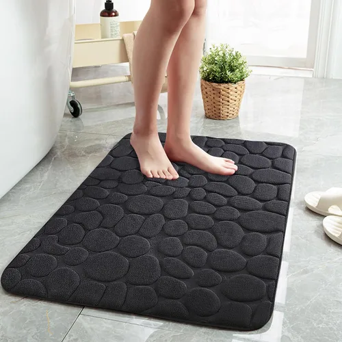 Vista 15 de Tapete de baño negro de secado rápido, 24 x 36 pulgadas, antideslizante, de espuma viscoelástica, lavable a máquina