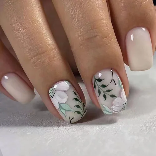 Vista 14 de Juego de 24 uñas postizas cuadradas cortas a presión, 3D, para primavera y verano, reutilizables, color naranja, uñas postizas a presión, lindas
