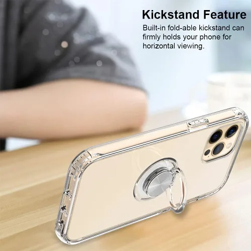 Vista 6 de Funda protectora resistente de cuerpo completo de 360° con protector de pantalla y soporte de anillo para iPhone 12 Pro Max (6.7 pulgadas)