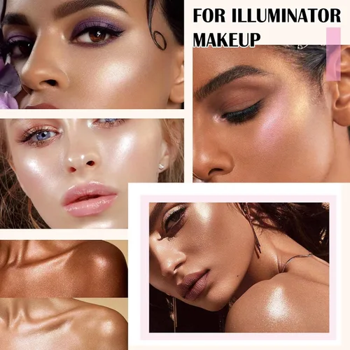 Vista 6 de Paleta de maquillaje iluminador, paleta de contorno brillante en polvo para iluminar el contorno de la cara, maquillaje dorado con reflejos