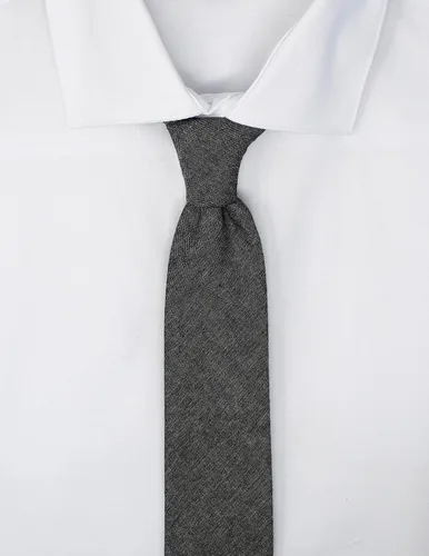 Vista 46 de Corbata delgada de algodón cambray para hombre, estilo desgastado texturizado - 2 1/2 pulgadas de ancho