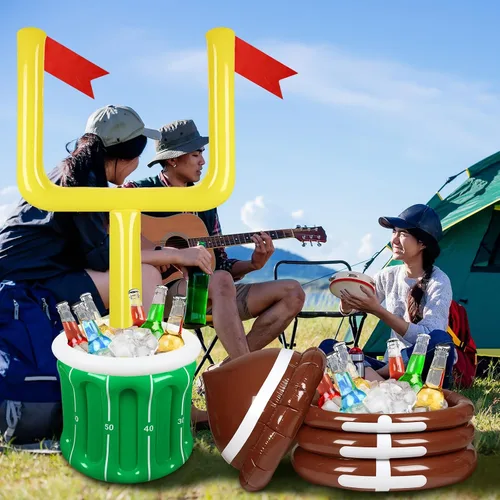 Vista 5 de Zhanmai 2 piezas inflables de fútbol enfriador de bebidas suministros de fiesta de fútbol inflable poste y soporte para piscina para fiesta temática