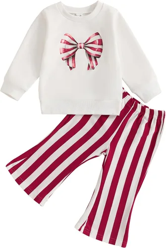 Vista 50 de Kaipiclos Ropa occidental para bebé niña, con lindo estampado con volantes, manga larga, pantalones para otoño e invierno, trajes de vaquera