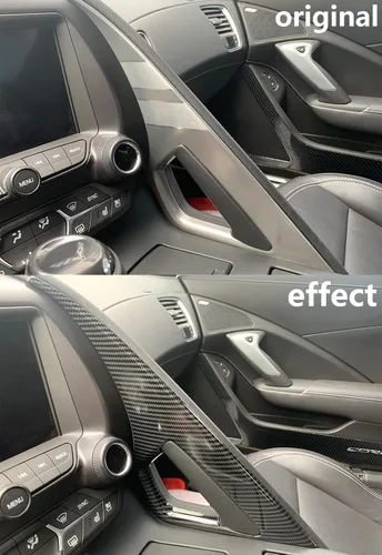 Vista 3 de Para C7 Corvette Fibra de Carbono Control Central Reposabrazos Cubierta Accesorios para 2014-2019 Chevrolet Corvette C7 3M Tape Easy to install