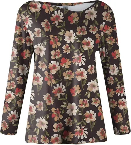 Vista 4 de Camisetas de Navidad de talla grande para mujer, blusa de moda casual con cuello en V con estampado irregular de manga larga
