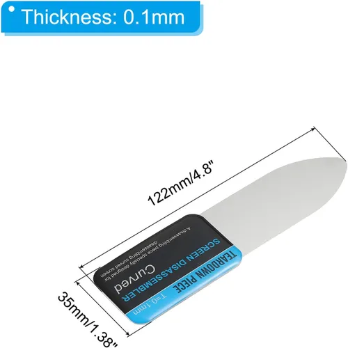 Vista 2 de PATIKIL Plana curvada Spudger Pry Blade Profesional Acero Inoxidable Metal 0.004 in Herramienta de apertura de palanca ultra fina para reparación