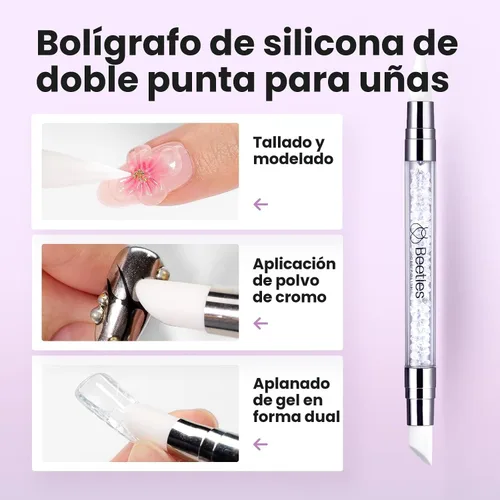 Vista 6 de Beetles - Gel de uñas sólido constructor, gel transparente 3D de 1.06 onzas para esculpir, gel de construcción de gel duro con polvo de uñas