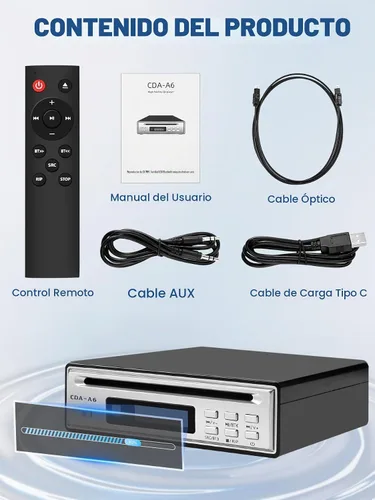 Vista 7 de Reproductor de CD de alta fidelidad para el hogar, extractor de CD, reproductor de CD Bluetooth para automóvil con extracción USB, Rip CD a USB