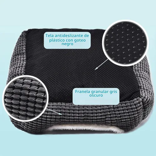 Vista 4 de Cama cuadrada de lujo para gatos y perros, suave, lavable, con parte inferior antideslizante y resistente al agua, perfecta para perros pequeños