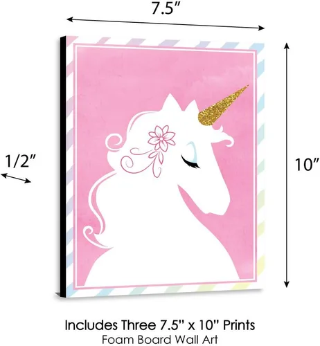 Vista 6 de Big Dot of Happiness Unicornio arcoíris – Arte de pared para guardería y decoración de habitación de niños – Ideas de regalo – 7.5 x 10 pulgadas