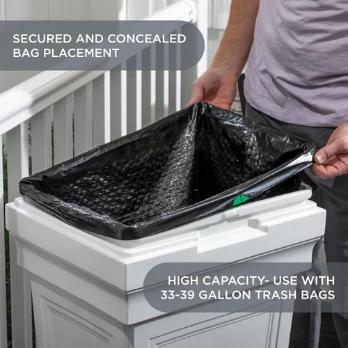 Vista 3 de Step2 Atherton Contenedor Grande de Basura, Bote de Basura para Interior/Exterior con Tapa, Resistente a la Intemperie, Fabricado con Plástico
